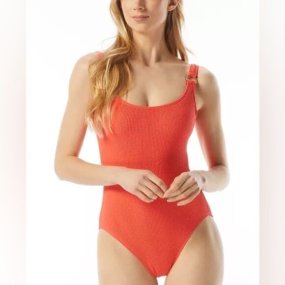 Michael Kors Logo Underwire One-Piece Women's Swimsuit,New size sangria 8 - Picture 2 of 10